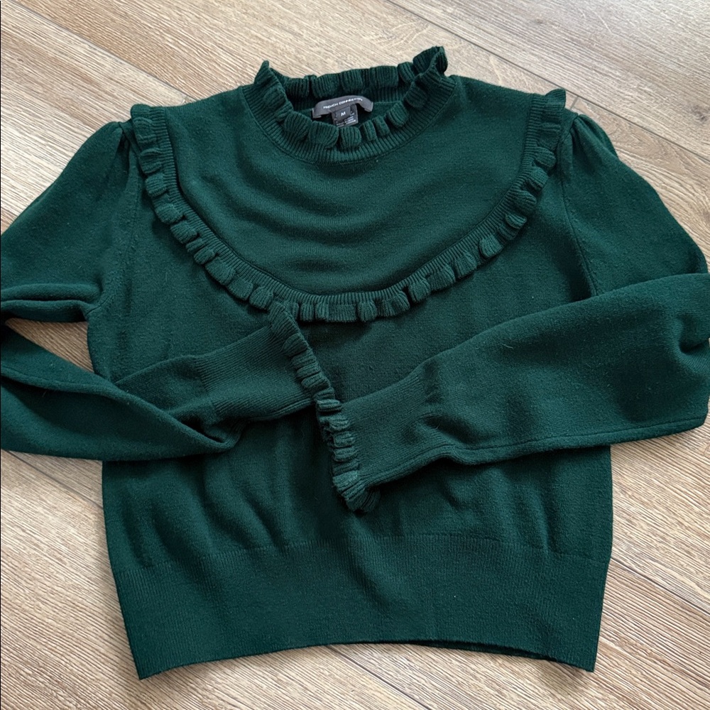 French Connection Olive Ruffle Knit Top